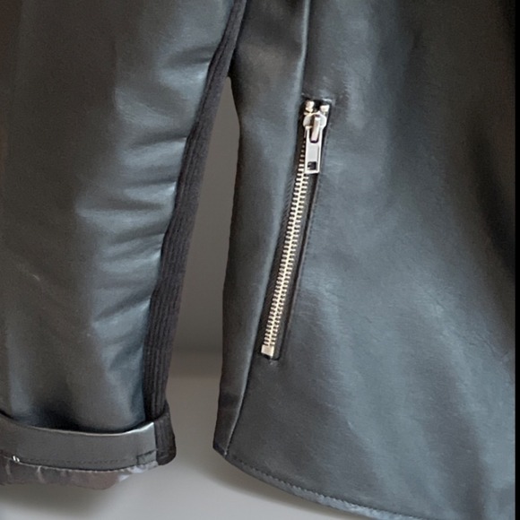 Steve Madden BB Dakota Black Faux Leather Moto Jacket Asymmetrical Zip S‎ - Picture 3 of 10